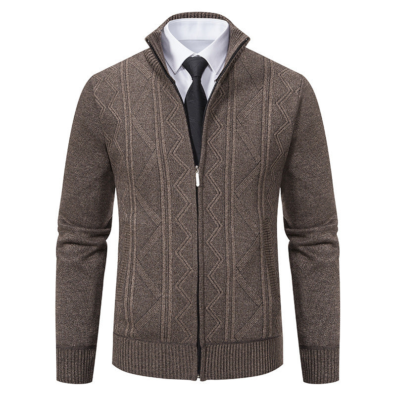 Karl – Cardigan en Laine pour Homme avec Col Montant pour Automne et Hiver