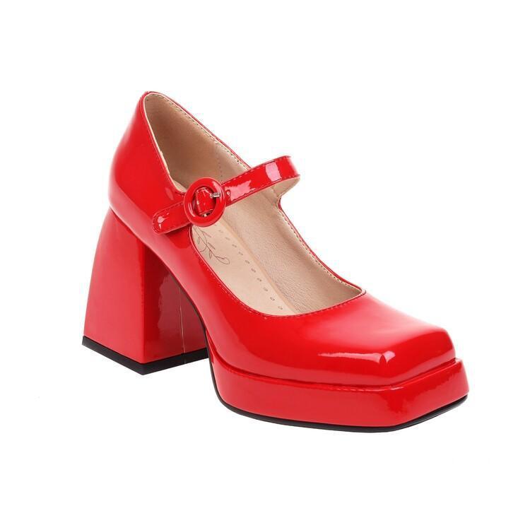 Fiona – Talons Hauts Épais Rétro Lolita en Cuir Vegan Premium