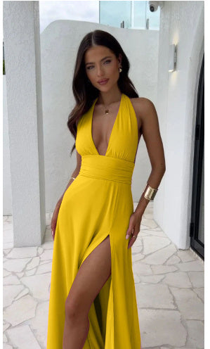Julia – Robe d'Été Échancrée avec Dos Nu et Encolure Halter