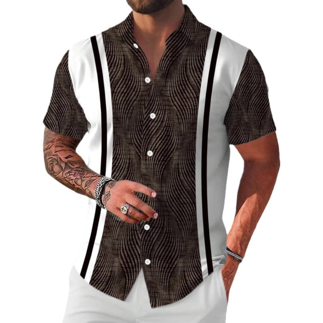 Derek – Chemise Géométrique Décontractée à Manches Courtes pour Hommes