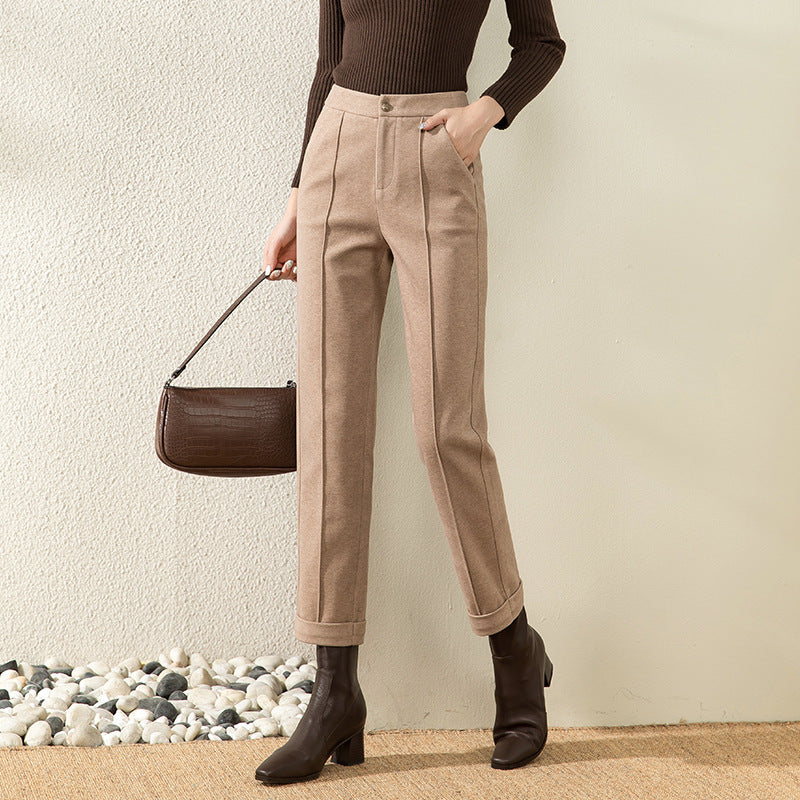Hannah – Pantalon décontracté droit à taille haute pour l'automne et l'hiver