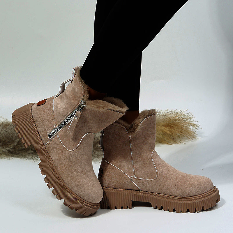 Jennifer – Bottes de Neige en Simili Daim Végan avec Semelle Antidérapante