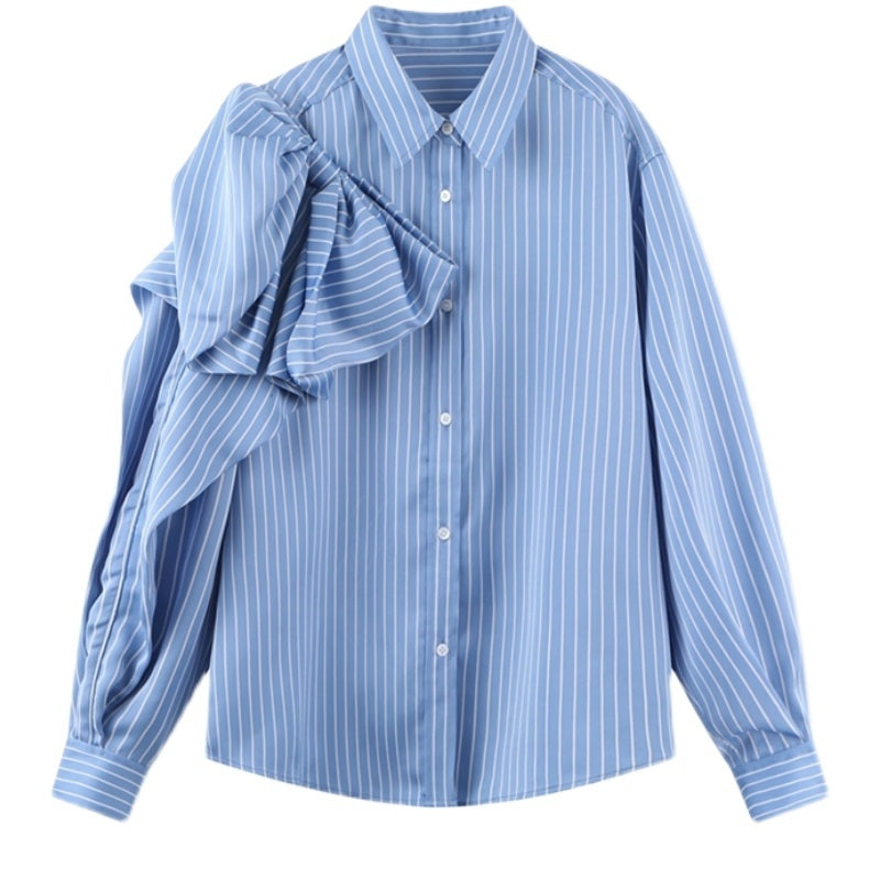 Jessica – Blouse Rayée avec Nœud