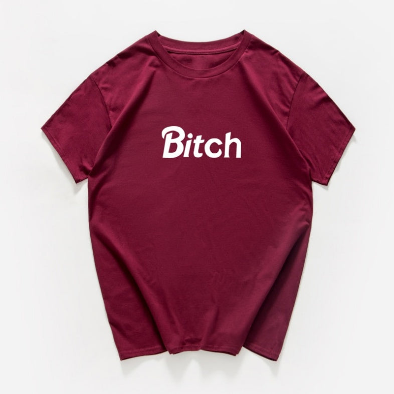 Michelle – T-shirt Femme avec Imprimé Lettres et Manches Courtes