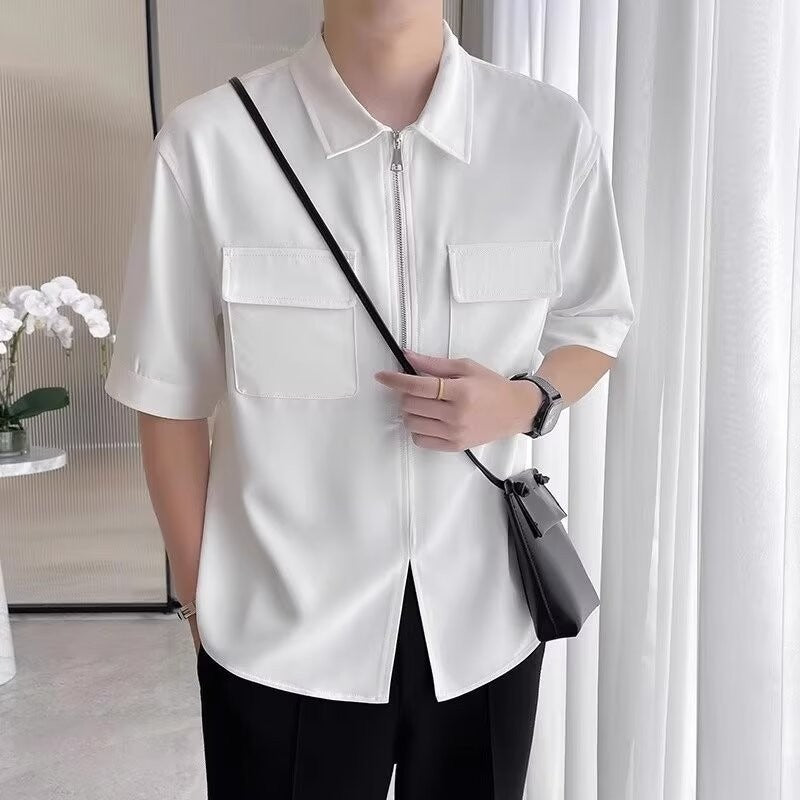 Arthur – Chemise de Travail à Manches Courtes avec Demi-Fermeture Éclair pour Hommes