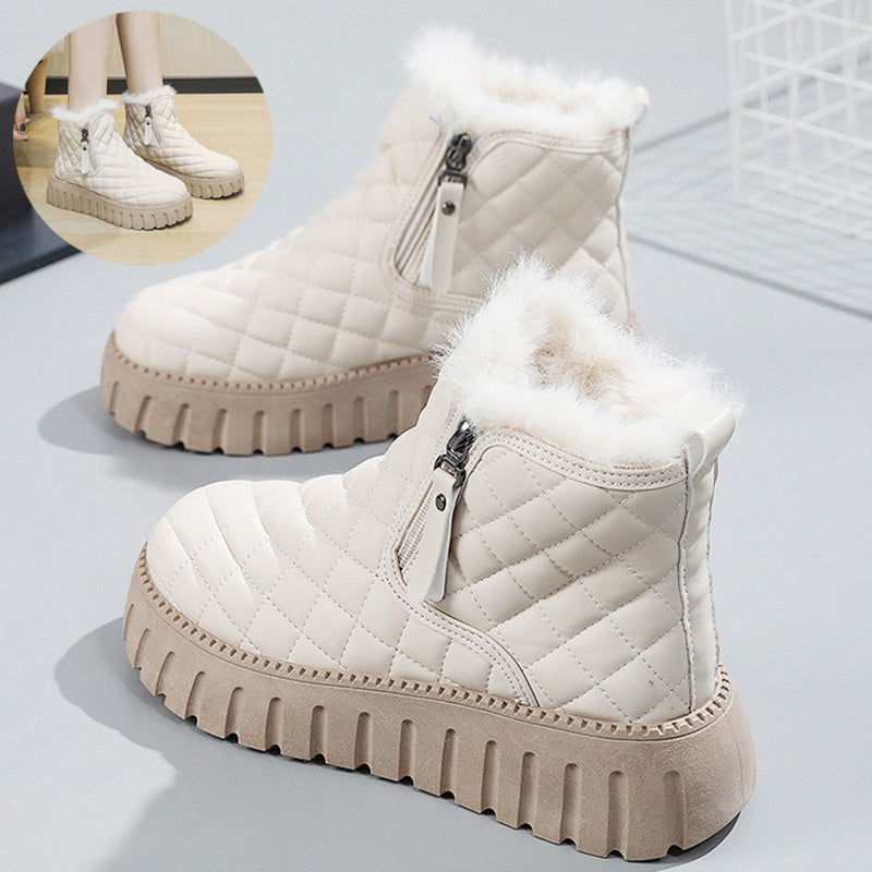 Megan – Bottines à plateforme à motif carreaux avec fermeture éclair latérale
