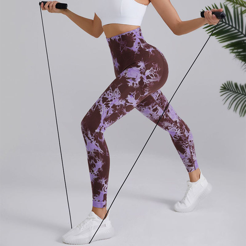 Sophie – Pantalon de yoga taille haute sans couture à motif tie-dye pour femmes
