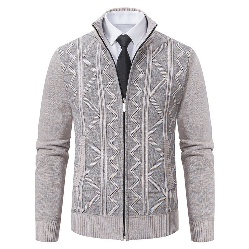 Karl – Cardigan en Laine pour Homme avec Col Montant pour Automne et Hiver