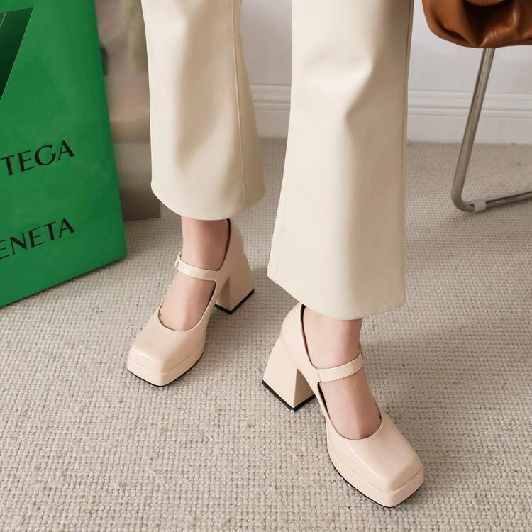 Fiona – Talons Hauts Épais Rétro Lolita en Cuir Vegan Premium