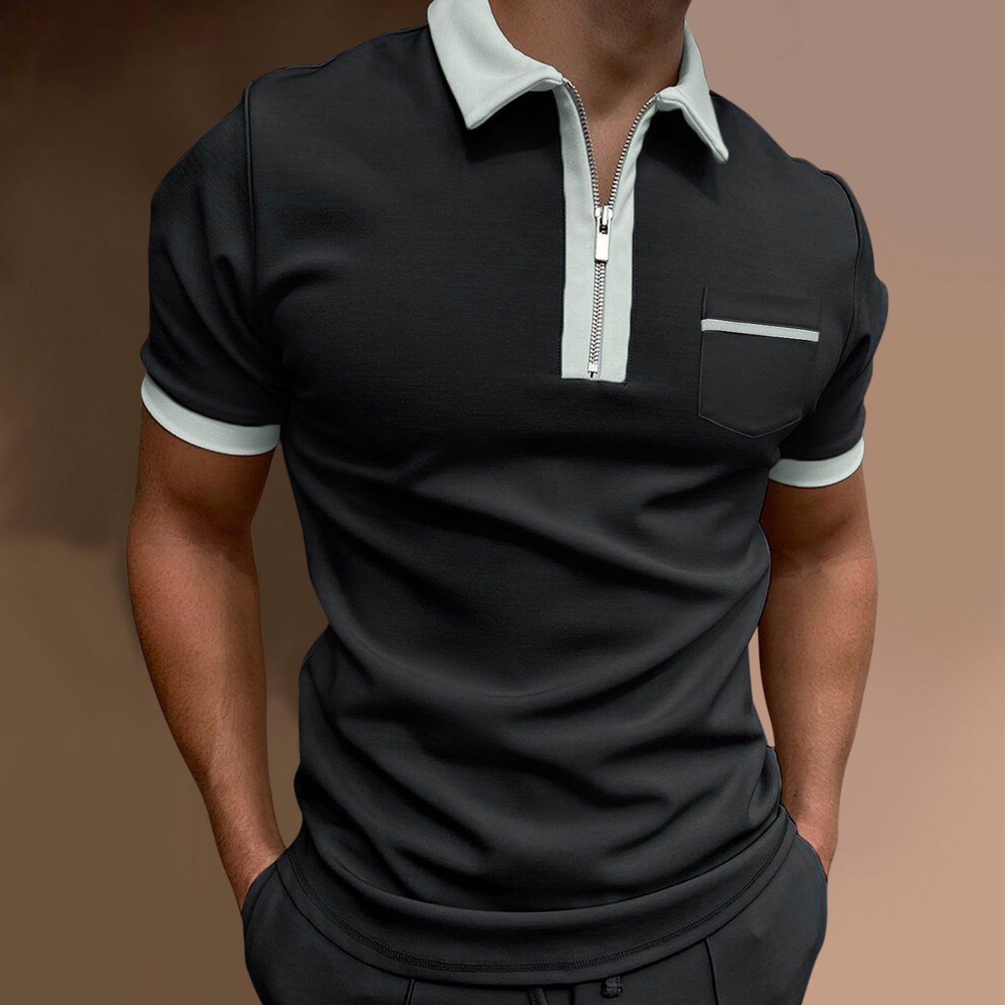 Damon – Polo pour hommes avec col à revers et coupe ajustée