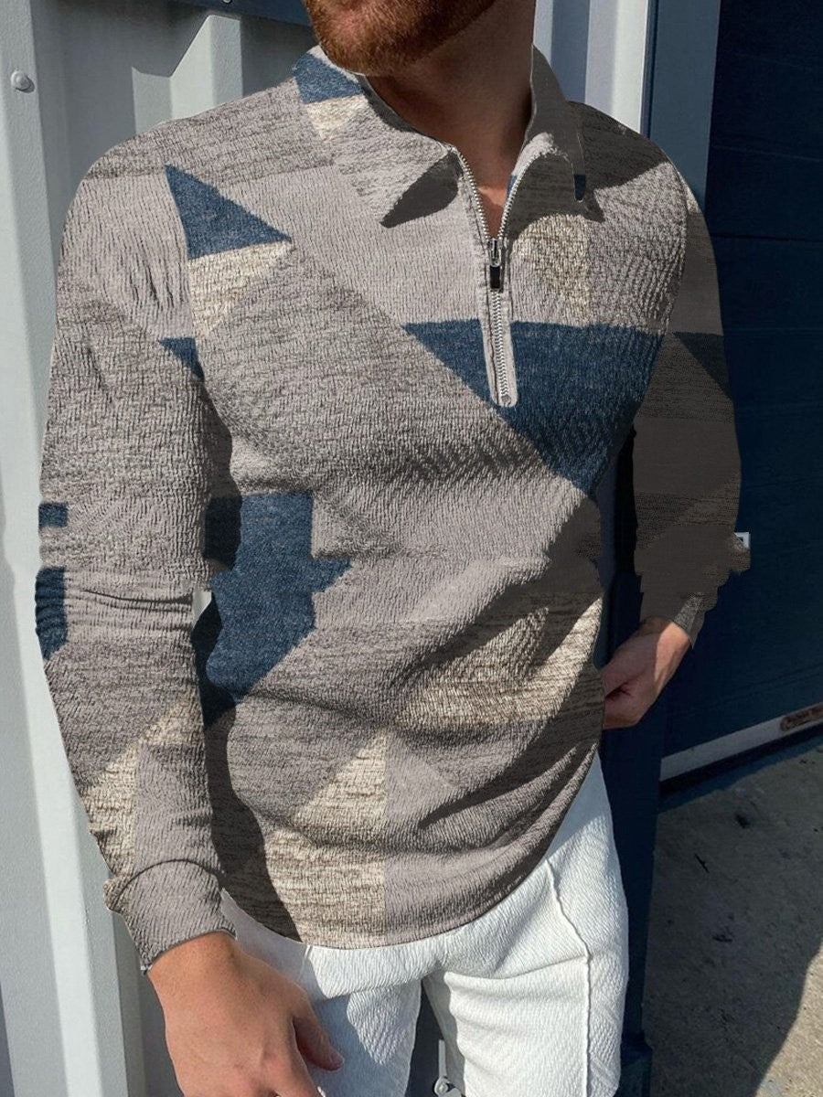 Stuart – Pullover décontracté avec col rabattu et impression numérique pour homme