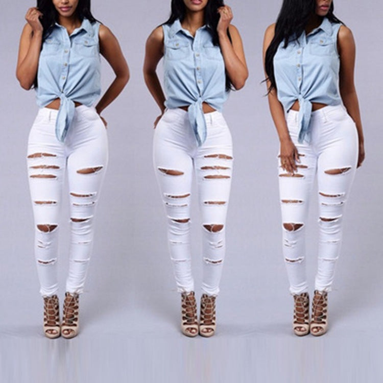 Francesca – Jean déchiré taille haute pour femmes