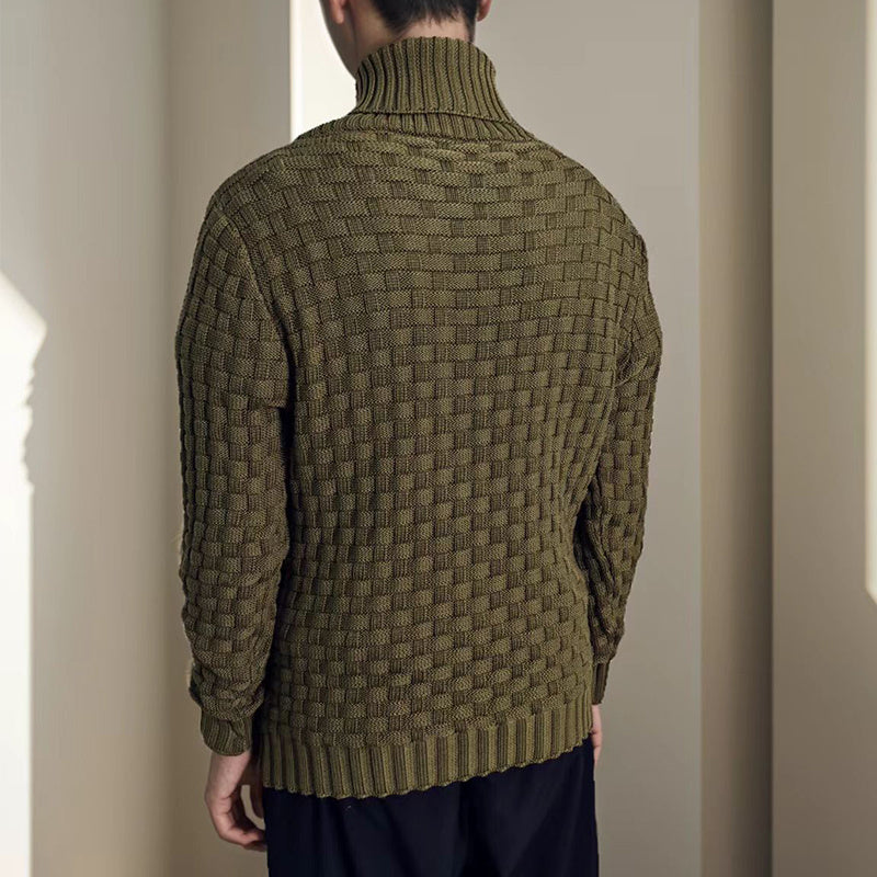 Ian – Slim Fit Herren Rollkragenpullover mit Knopfdesign