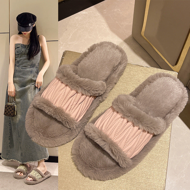 Anna – Chaussons ouverts en coton peluche pour femmes