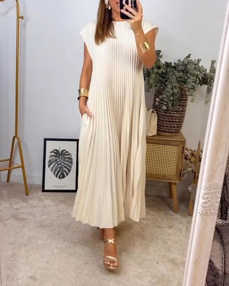 Natasha – Robe Plissée Sans Manches