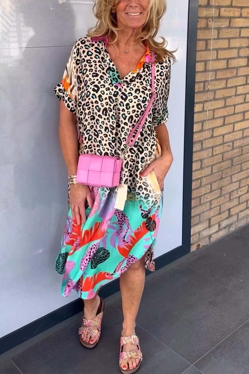 Amy - Robe décontractée à motifs léopard