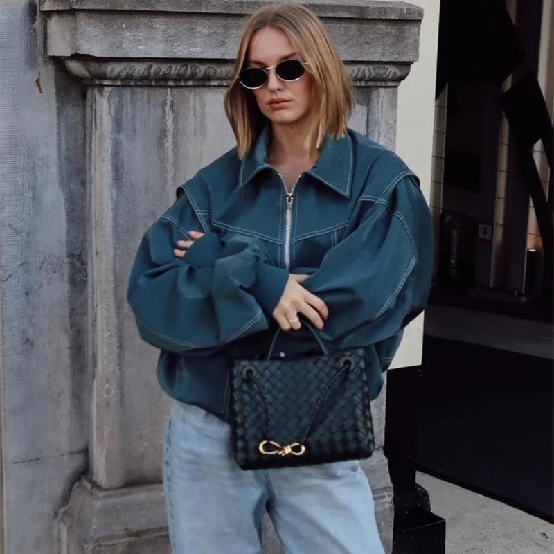 Heather – Veste Décontractée pour Femme avec Revers et Fermeture Éclair
