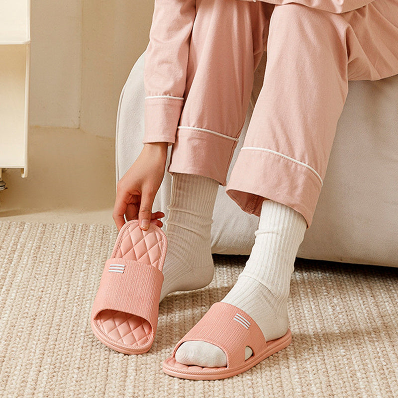 Rose – Chaussons à carreaux pour couples, antidérapants