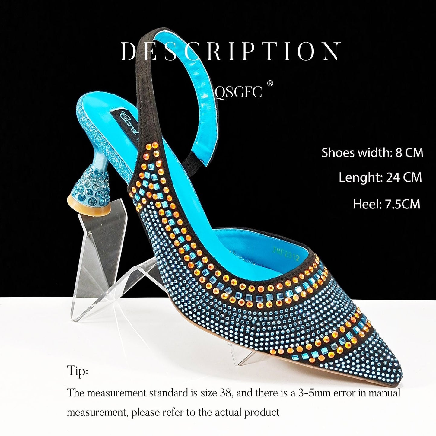 Andrea – Talons hauts à rayures avec strass