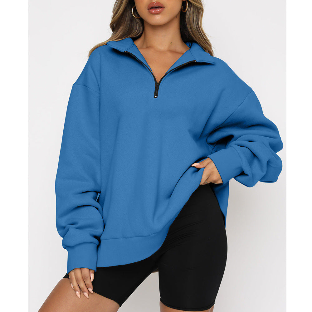 Dawn – Sweat-shirt femme avec zip et col rabattu
