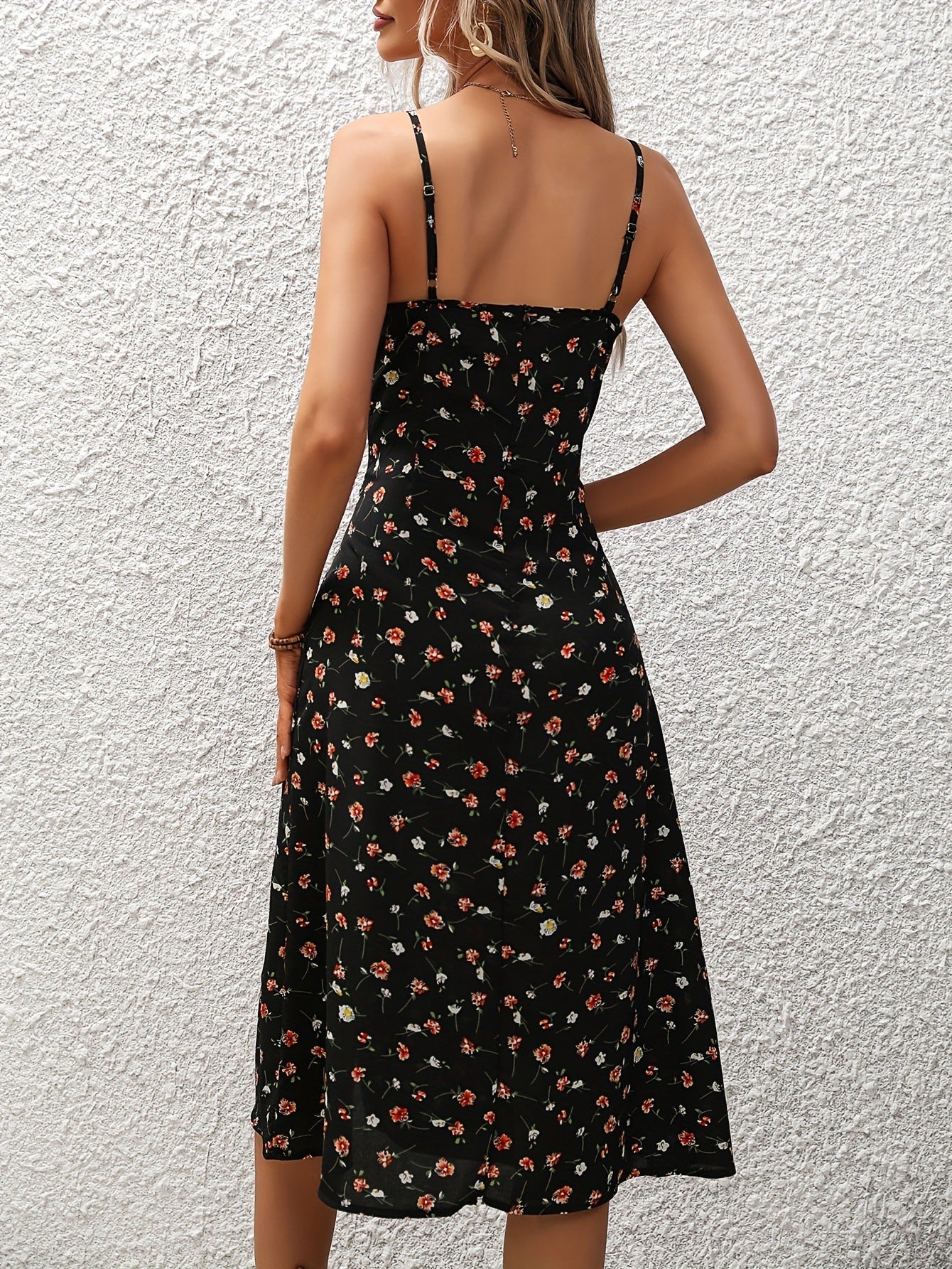 Melanie – Robe Longue d'Été à Pois avec Fente Séduisante