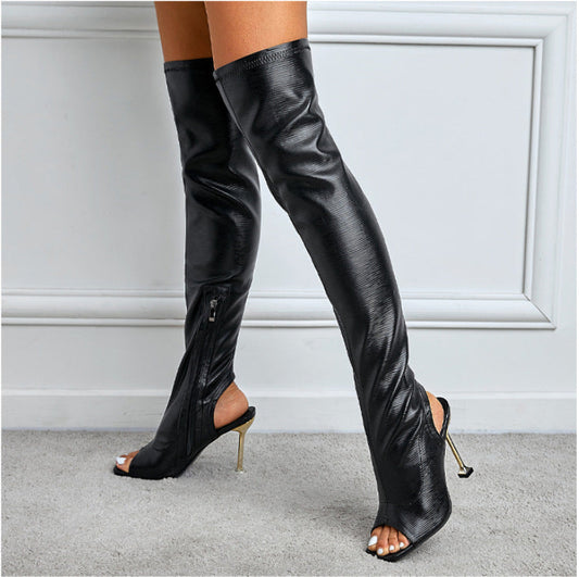 Vanessa – Bottes à la mode avec bout carré et fermeture éclair latérale