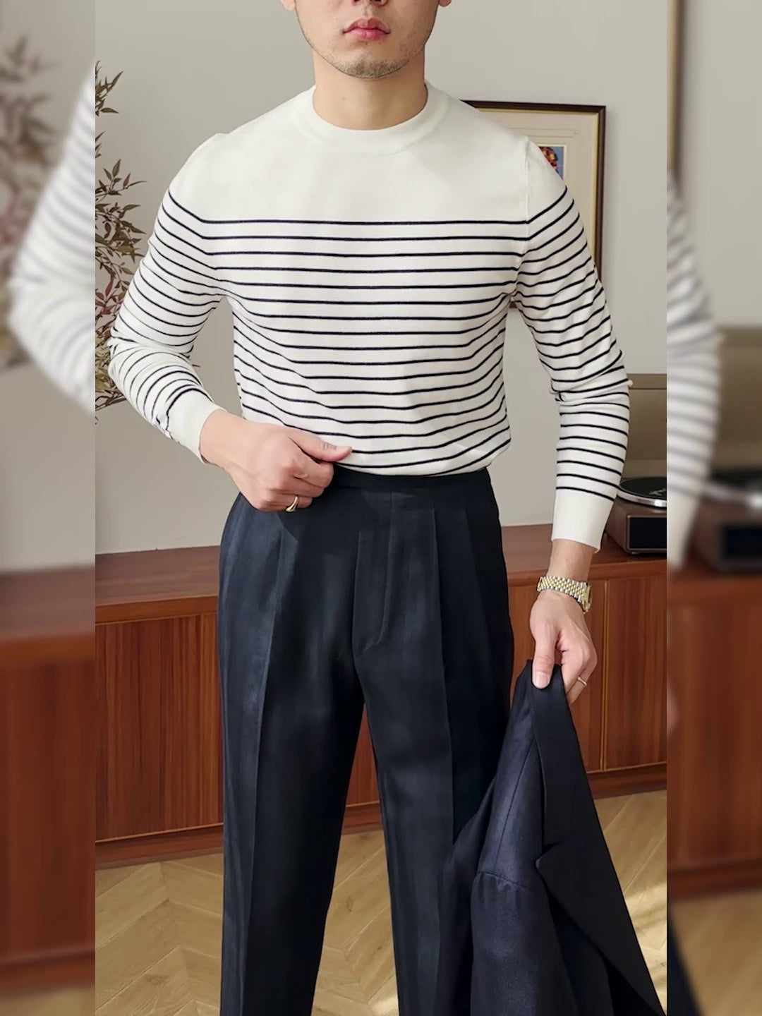 Gilbert – Pull Vintage à Col Rond pour Hommes