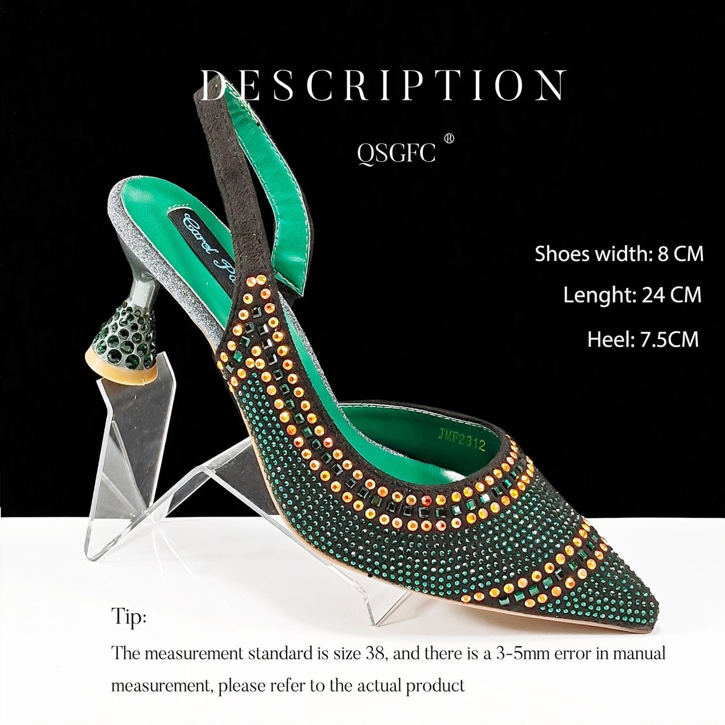 Andrea – Talons hauts à rayures avec strass