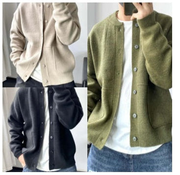 Robin – Cardigan en Laine Moderne pour Hommes avec Col Rond
