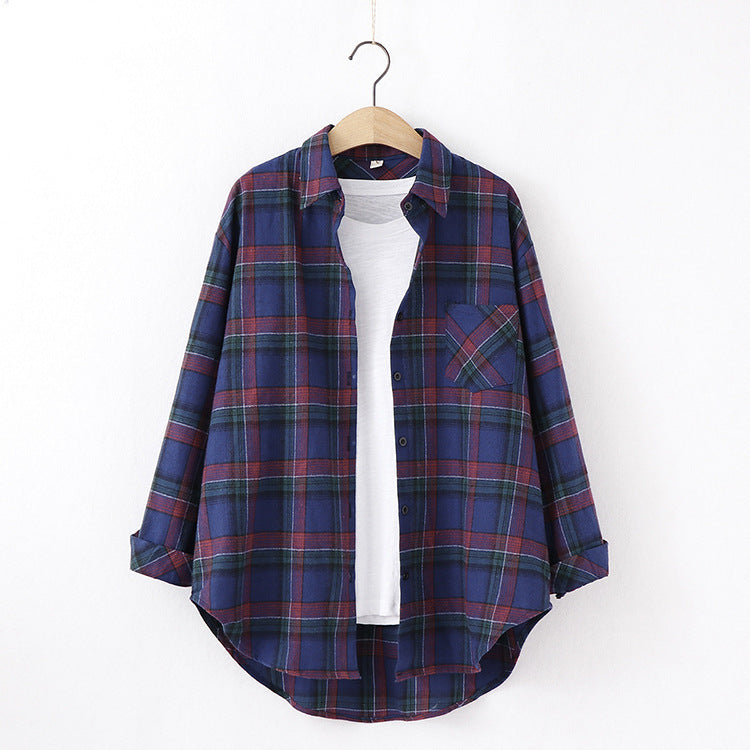 Marie – Blouse à carreaux pour femme à coupe ample