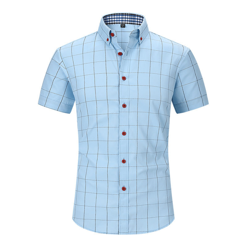 Nathan – Chemise à Carreaux à Manches Courtes Anti-Froissement pour Homme