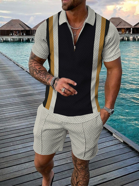 Chris – Polo pour homme avec accent de couleur et fermeture éclair
