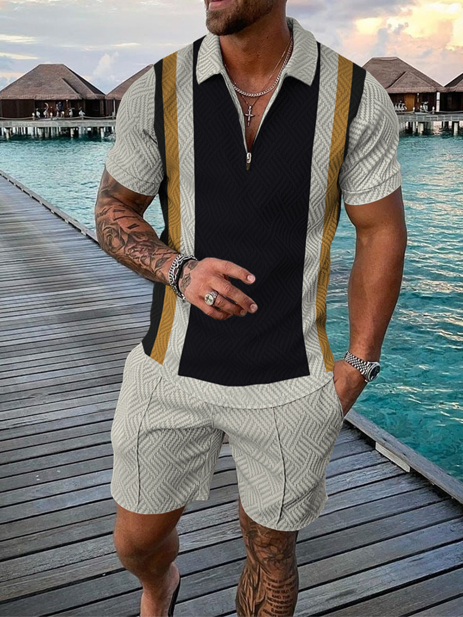 Chris – Polo pour homme avec accent de couleur et fermeture éclair