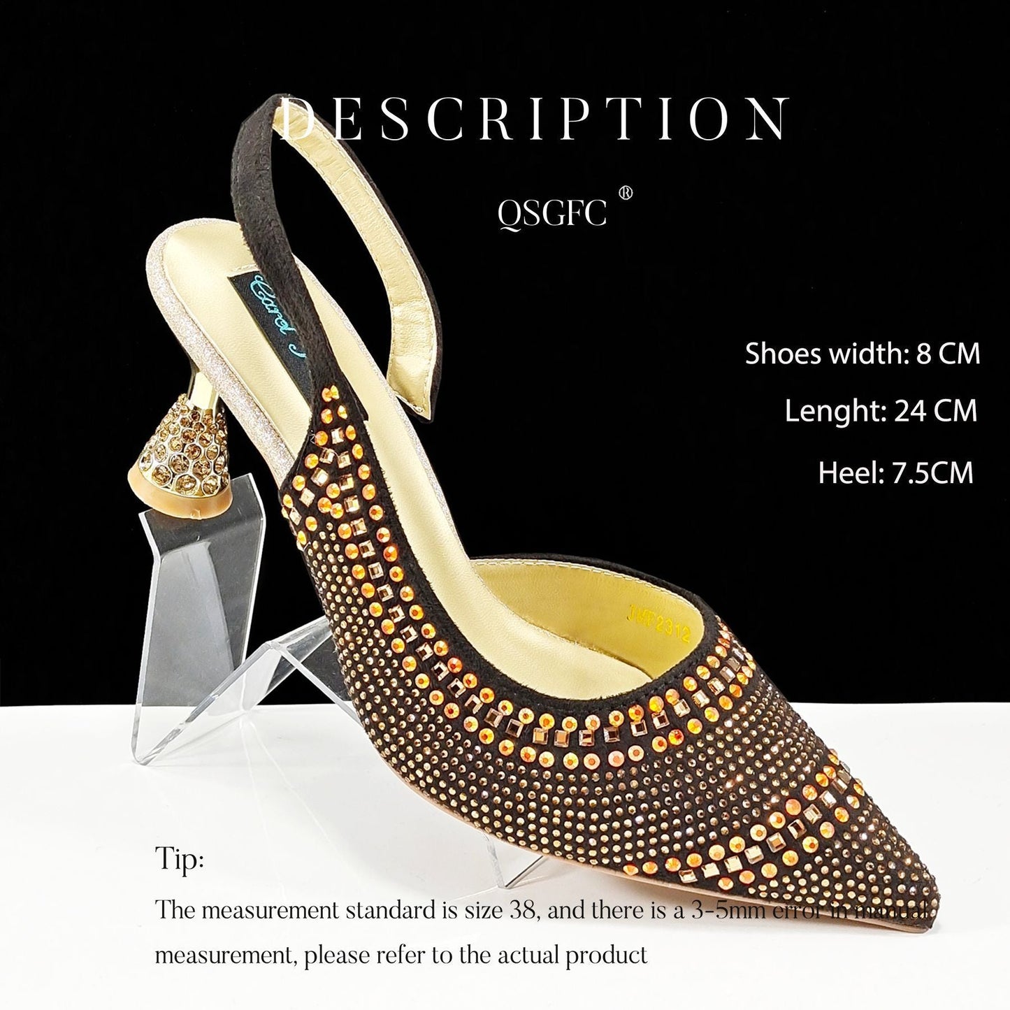 Andrea – Talons hauts à rayures avec strass