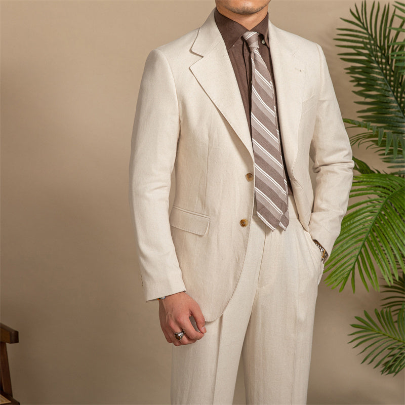 Elliott – Costume Semi-Doublé en Texture de Chanvre