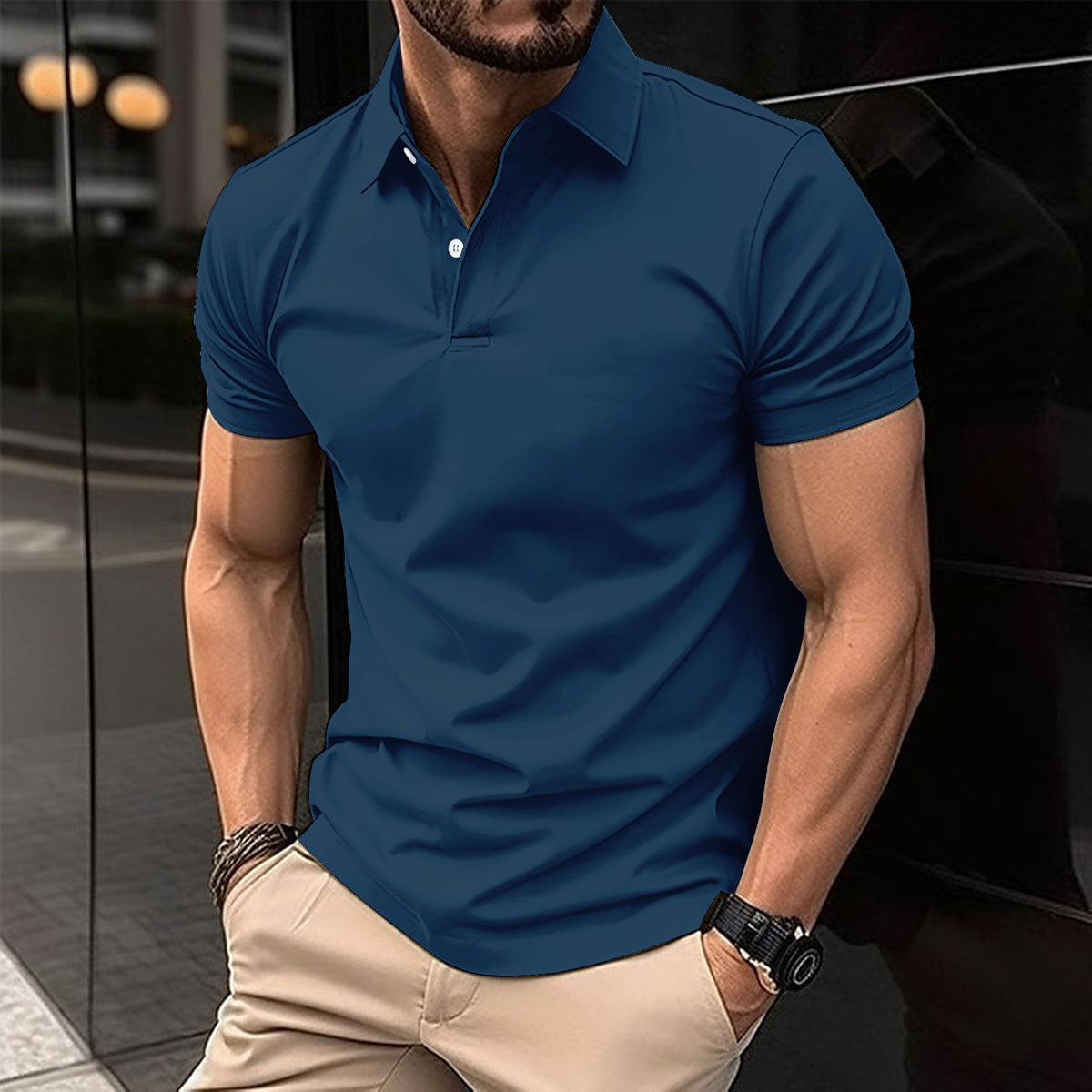 Fred – Polo à Manches Courtes pour Hommes en Couleurs Unies