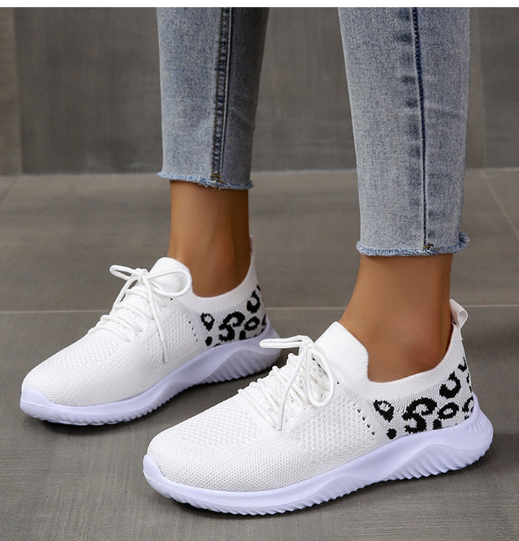 Sandra – Sneakers à Lacets Motif Léopard pour Femmes