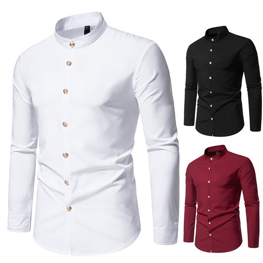 Percy – Chemise de soirée unie pour homme avec boutons en métal