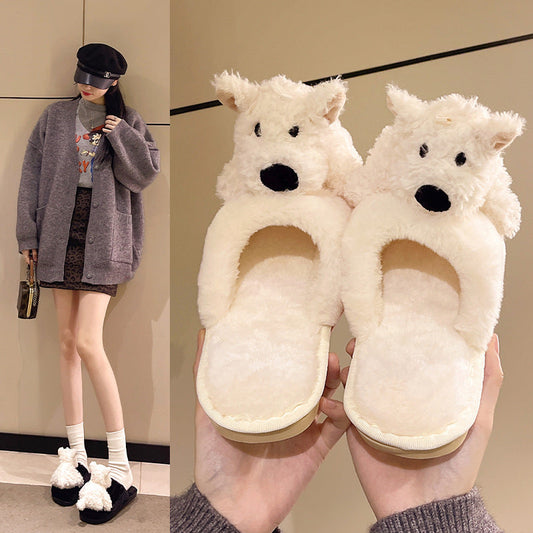 Donna – Pantoufles Chiot en Coton pour Femmes