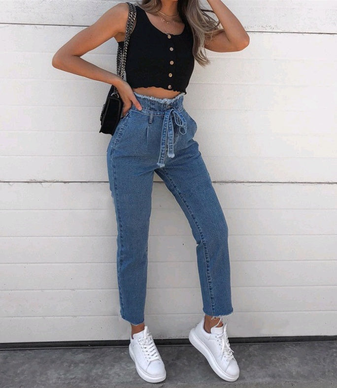 Marie – Jean Taille Haute avec Design Séduisant