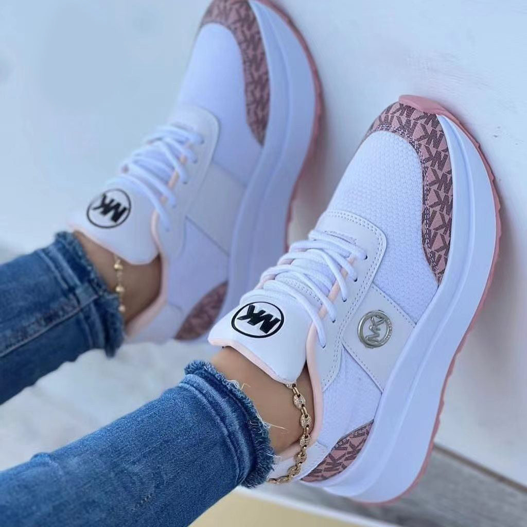 Mary – Chaussures de Loisirs pour Femmes à Semelle Épaisse avec Bloc de Couleur et Bout Rond