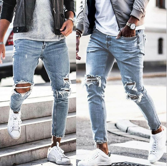 Mitchell – Jeans Skinny Déchirés pour Hommes Style Streetwear