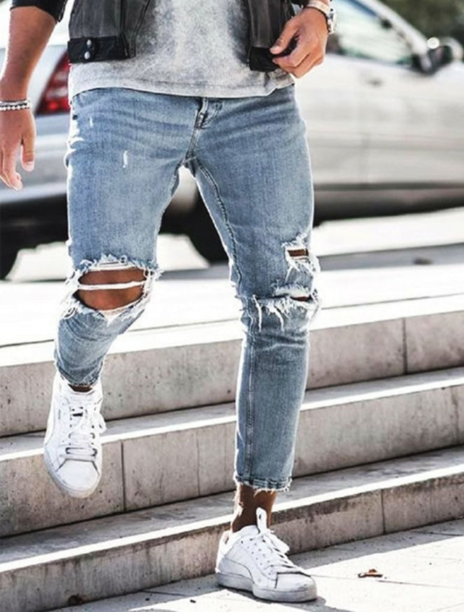 Mitchell – Jeans Skinny Déchirés pour Hommes Style Streetwear