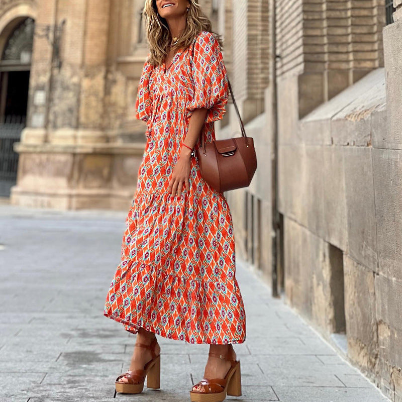 Amanda – Robe Bohème Élégante avec Imprimé Vintage