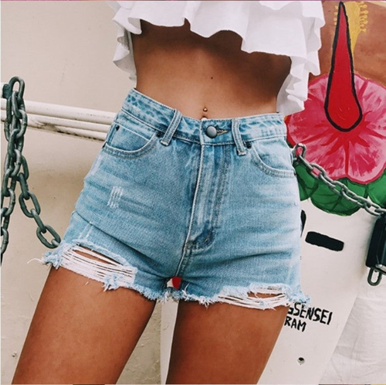 Tracy – Shorts en Jean Rétro pour Femmes avec Déchirures