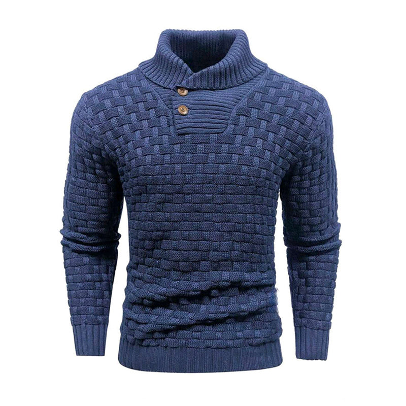 Ian – Slim Fit Herren Rollkragenpullover mit Knopfdesign