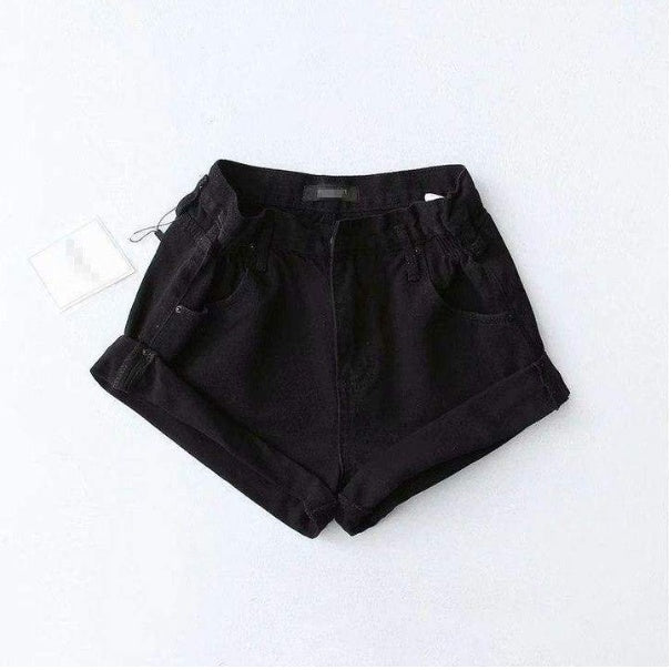Sandra – Shorts en denim à taille haute avec ceinture élastique et jambes larges