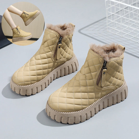 Megan – Bottines à plateforme à motif carreaux avec fermeture éclair latérale