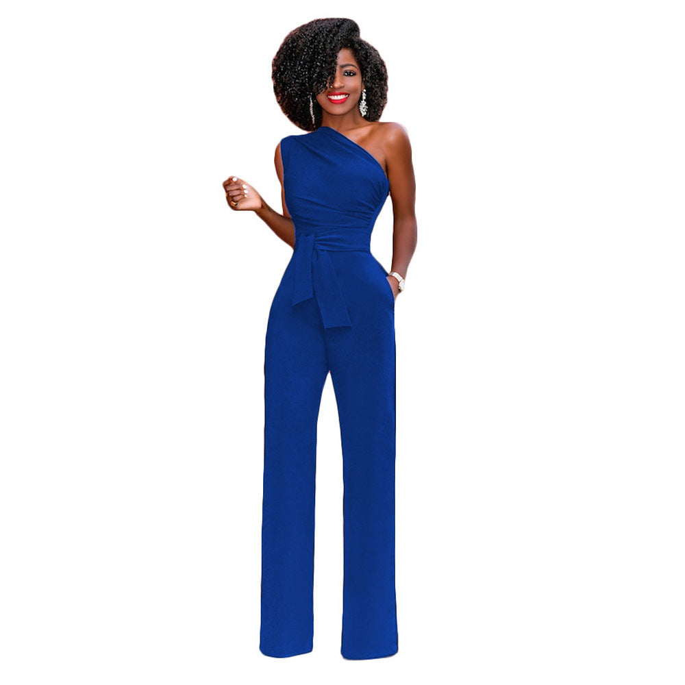 Jean – Élégant Combinaison Femme avec Col Asymétrique