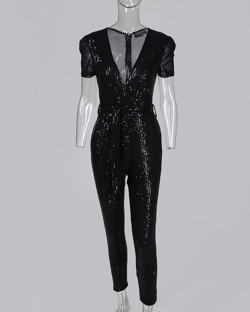 Ruth – Robe à Paillettes avec Profond Décolleté en V